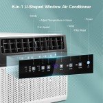 R.W.FLAME 12,000 BTU Window Air Conditioners, U-Shaped Air Condtioner Unit Cools up to 550 Sq. Ft, 6 Modes 24H Timer Energy-saving Window AC Units, Full Window View, Easy to Install, White