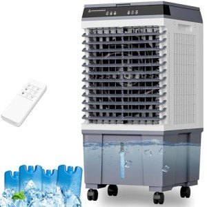 Windowless Air Conditioners Portable, Swamp Cooler with 3Modes & 3Speeds, 12H Timer for Smart Auto-off, 5Gal Tank for 48H Cooling, Evaporative Air Cooler 26FT Remote, 120°Swing ac unit No Hose Needed