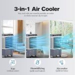 Windowless Air Conditioners Portable, Swamp Cooler with 3Modes & 3Speeds, 12H Timer for Smart Auto-off, 5Gal Tank for 48H Cooling, Evaporative Air Cooler 26FT Remote, 120°Swing ac unit No Hose Needed