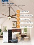 Amico Ceiling Fans with Lights, 52 inch Smart Ceiling Fan with Remote/APP/Alexa Control, Reversible DC Motor, 5 Blades, 6 Speeds, 3CCT, Dimmable, Noiseless, Wifi Ceiling Fan for Bedroom, Farmhouse