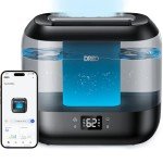 Dreo Smart Humidifiers for Bedroom, Top Fill 4L Supersized Cool Mist Humidifier with Nightlight, 32H Runtime, Touch/APP/Voice Control, 28 dB Quiet Ultrasonic Humidifiers for Large Room, Baby, Plants
