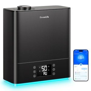 GoveeLife Smart Humidifiers for Bedroom Large Room, Top-Fill Cool Mist 6L WiFi Air Humidifier, Auto Mode, App & Voice Control, 60H Runtime, Rapid Humidification, RGB Nightlight Baby Plants, Black