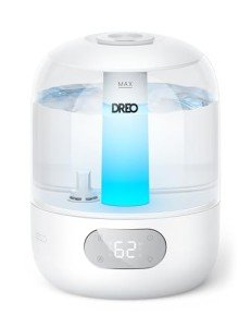 Dreo 3L Top Fill Humidifiers for Bedroom, 30H & 26dB Quiet Runtime for Large Room, Cool Mist Ultrasonic Humidifier with Humidity Sensor, Night Light for Home, Baby, Nursery, Plants, 360° Nozzle, White
