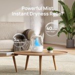 Dreo 3L Top Fill Humidifiers for Bedroom, 30H & 26dB Quiet Runtime for Large Room, Cool Mist Ultrasonic Humidifier with Humidity Sensor, Night Light for Home, Baby, Nursery, Plants, 360° Nozzle, White