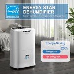 Pauvoern 90 Pint WiFi Dehumidifier - Covers Up to 5000 Sq Ft, Smart Humidity Control for Home, Basement, Large Rooms - Quiet Operation, 3 Modes, Auto Defrost, 24H Timer, Child Lock
