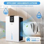 Dehumidifier, 120 OZ Water Tank (1000 sq.ft) Dehumidifiers for Home, Quiet Dehumidifier for Basement Bathroom Bedroom RV with Digital Display, Auto Shut Off, Sleep Modes, White