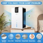 Dehumidifier, 120 OZ Water Tank (1000 sq.ft) Dehumidifiers for Home, Quiet Dehumidifier for Basement Bathroom Bedroom RV with Digital Display, Auto Shut Off, Sleep Modes, White