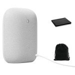 Google Audio Bluetooth Speaker - Wireless Music Streaming, Powerful Sound, Assistant Built-in, Wi-Fi and Bluetooth Connectivity, Smart Home Control, Stereo Pairing, Includes Pouch and Cloth