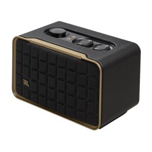 JBL Authentics 200 - Retro Style Smart Home Speaker with Built in Wi-Fi, Bluetooth and Voice Assistants, Alexa and Google Assistant, Multi-Room Playback, Automatic self tuning (Black/Gold)