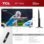 TCL 55-Inch Class S5 UHD 4K LED Smart TV with Fire TV (55S551F, 2024 Model), Dolby Vision, HDR PRO+, Dolby Atmos, Alexa Built-in with Voice Remote, Apple AirPlay 2 Compatibility, Streaming Television
