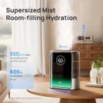 Dreo 8L Smart Humidifiers for Bedroom 600ft², 80H Runtime Warm&Cool Supersized Mist Humidifier for Large Room Indoor, Quiet Whole House humidifier for Baby, Plants, with Alexa/Google, Silver, HM717S