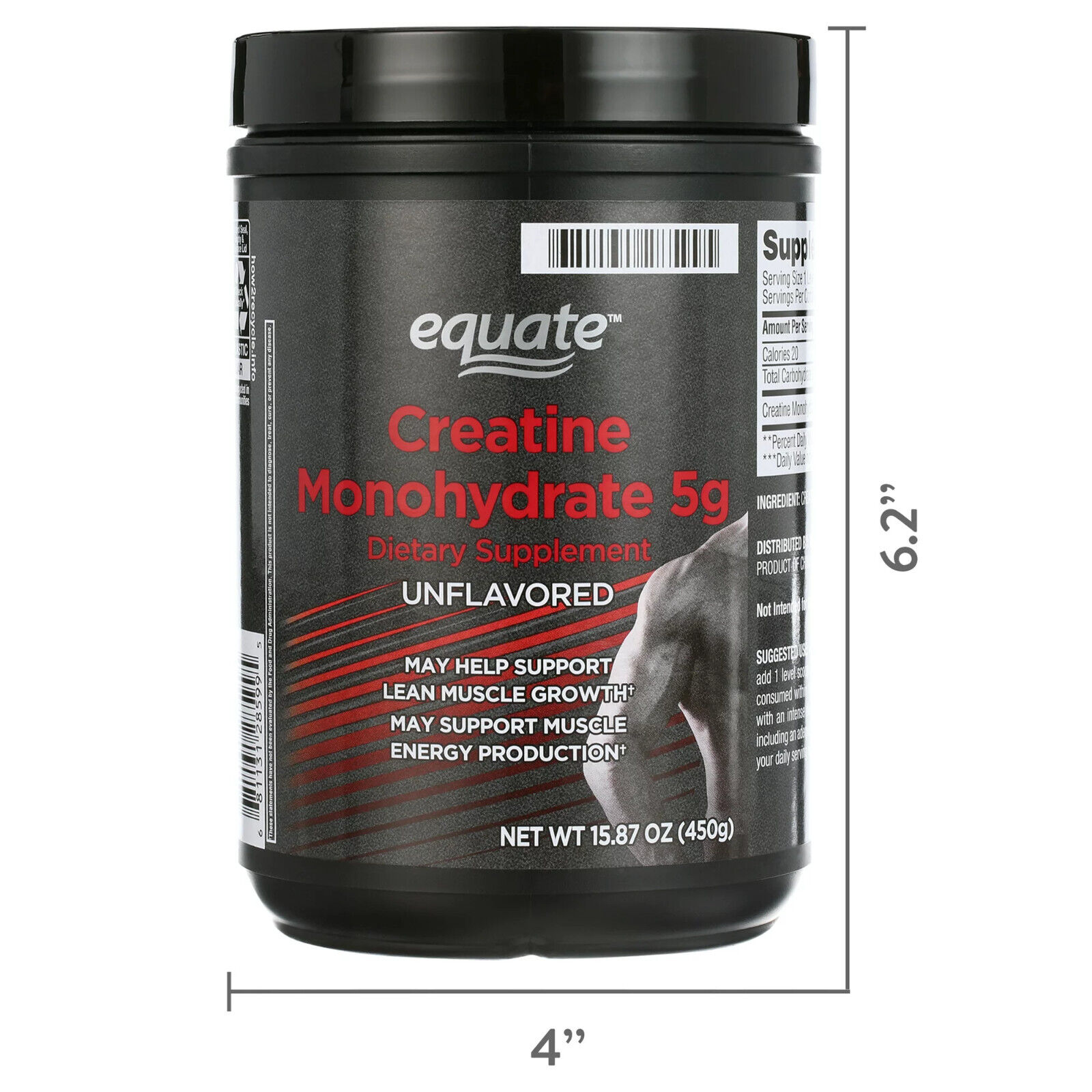 Equate Creatine Monohydrate Dietary Supplement, Unflavored, 5 g, 15.87 oz