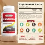 L-Glutamine Supplements 500 mg - 250 Tablets