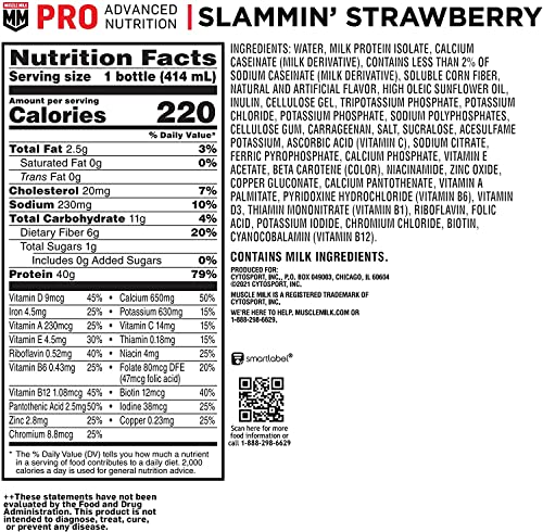 Muscle Milk Pro Slammin' Strawberry Protein Shake, 12-Pack