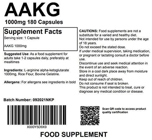 AAKG Muscle Pump Pre Workout Supplement 360 Capsules