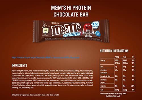 M&M's Hi-Protein Bar, Chocolate Flavor, 12 Pack