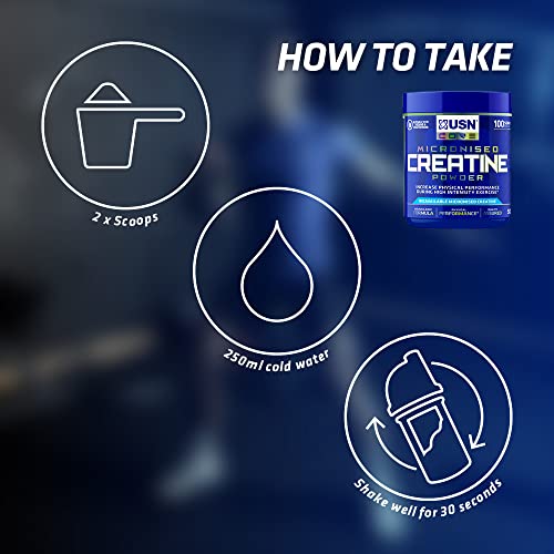 USN Micronized Creatine Monohydrate Powder 500g: Improve Your Performance With Unflavoured Creatine Powder, Energy Boosting Pre train and Post Workout Recovery Powder