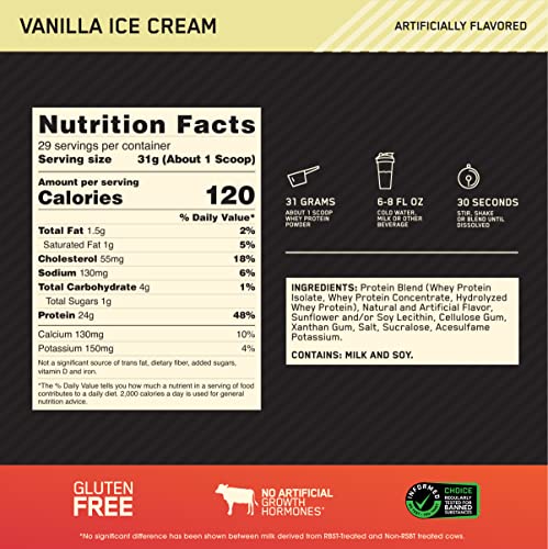 ON Gold Standard Whey Protein - Vanilla Ice Cream, 900g