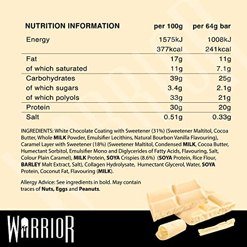Warrior CRUNCH Protein Bars - White Chocolate - 12 Pack