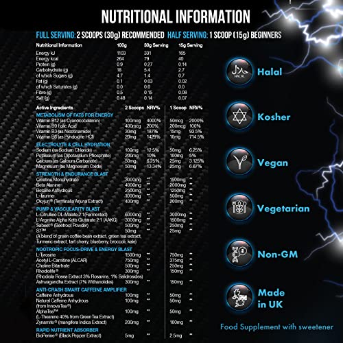 Gene Blast-Black Magic Pre-Workout Powder (Blue Raspberry)