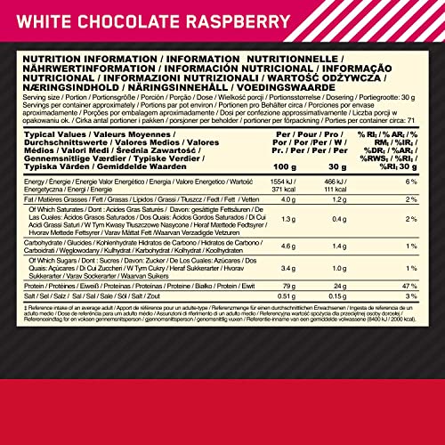 Gold Standard 100% Whey Protein Powder, White Chocolate Raspberry