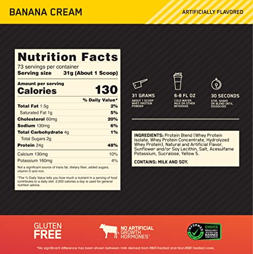 Optimum Nutrition Gold Standard 100% Whey Protein Powder - Banana Cream
