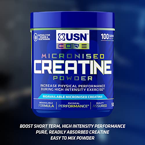 USN Micronized Creatine Monohydrate Powder 500g: Improve Your Performance With Unflavoured Creatine Powder, Energy Boosting Pre train and Post Workout Recovery Powder