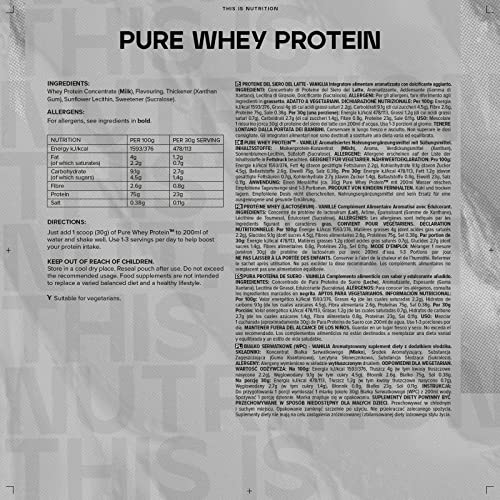 Vanilla Pure Whey Protein Powder Shake 1kg