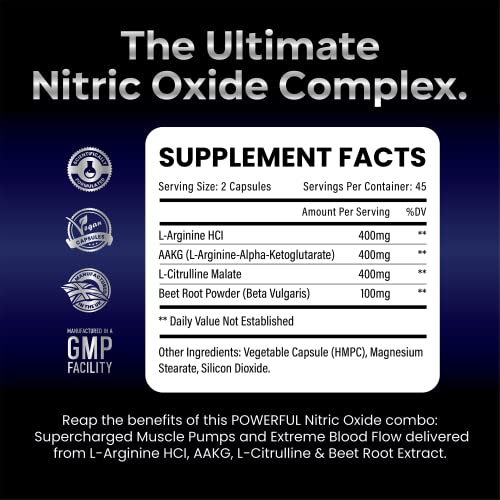 L-Arginine Nitric Oxide Supplement + L-Citrulline | Enhance Performance