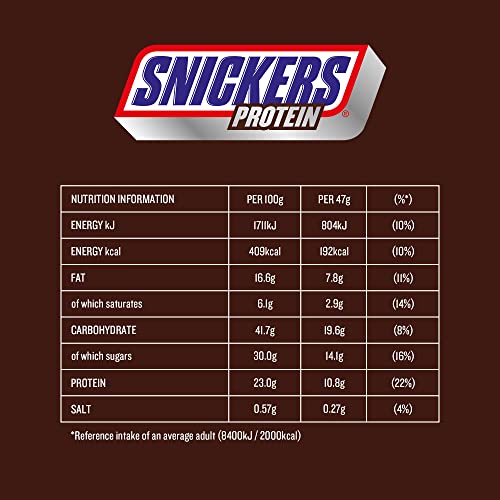 Bulk Snickers Protein Bars, Chocolate & Peanuts, Vegetarian (18x47g)