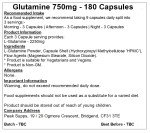 L-Glutamine 750mg – 180 Vegan Capsules