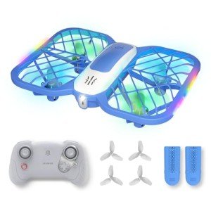 UranHub Drones for Kids, Mini Drone with 5 Lighting Modes, 22-Min Flight Time RC Drone with 2 Batteries/2 Takeoff Options/3D Flip/3-Speed/Propeller Protection Cover, etc, Gift for Kids (Blue)
