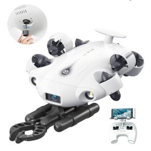【2024 New】FIFISH V-EVO 4K60FPS Underwater Drone with Robotic Arm, with Removable SD Card, QYSEA AI Vision Lock 360° Omnidirectional Movement Underwater ROV with Depth Hold, Portable Robot with VR Control