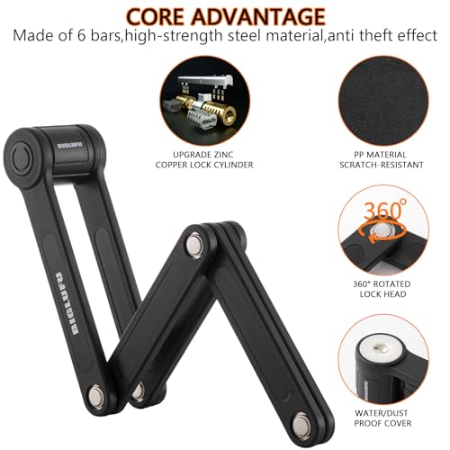 BIGLUFU Heavy Duty Folding Bike Lock with Keys