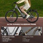 ACTBEST Core Electric Bike for Adults - 468Wh Removable Battery, 26 inch Step Thru Electric Bicycle, Peak 750W Brushless Motor Cityrun Ebike, with 7 Speed, Up to 50 Miles, E-Bikes, Grey