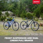 Huffy Stone Mountain Mens 26 Inch Mountain Bike, Matte Black Frame, 21-Speed Shimano Twist Shifting, Front Suspension, Comfort Saddle | 20"/24"/26" Sizes, 6-21 Speeds, Dual Suspension Available |