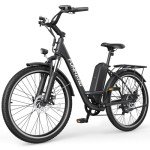 Funhang Electric Bike for Adults, 1000W Peak Ebike, 21.7MPH 50Miles City Cruiser Ebikes, 26" Step Thru Electric Bicycle with 48V Removable Battery, Adjustable Stem, Rear Rack, Front Suspension,7 Speed