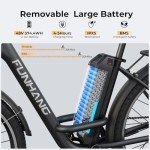 Funhang Electric Bike for Adults, 1000W Peak Ebike, 21.7MPH 50Miles City Cruiser Ebikes, 26" Step Thru Electric Bicycle with 48V Removable Battery, Adjustable Stem, Rear Rack, Front Suspension,7 Speed