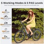 Funhang Electric Bike for Adults, 1000W Peak Ebike, 21.7MPH 50Miles City Cruiser Ebikes, 26" Step Thru Electric Bicycle with 48V Removable Battery, Adjustable Stem, Rear Rack, Front Suspension,7 Speed