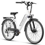 Jasion Roamer ST Electric Bike for Adults, 1200W Peak Motor Max 62miles & 28MPH City Cruiser Ebike,26'' Commuter Ebike, 528WH Removable Battery,7-Speed Electric Bicycles, Front Suspension Bicycles