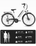 Jasion Roamer ST Electric Bike for Adults, 1200W Peak Motor Max 62miles & 28MPH City Cruiser Ebike,26'' Commuter Ebike, 528WH Removable Battery,7-Speed Electric Bicycles, Front Suspension Bicycles