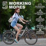 Funhang Electric Bike for Adults, 26" 1000W Peak City Cruiser Ebike, 21.7MPH 50 Miles Commuter Electric Bicycle with 48V 374.4WH Removable Li-ion Battery, Adjustable Stem, Rear Rack, Fenders, 7-Speed