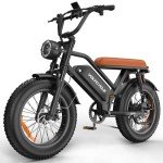 Electric Bike for Adults, 48V 18.2AH Electric Motorcycle, Long Seat Electric Bicycle Full Suspension 20" Fat Tire Ebike Max 28MPH& 30-60 Miles All Terrain E-Bike for Mountains, Snow, Sand, Road