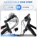 Funhang Electric Bike for Adults, 26'' 1000W Peak Ebike, Up to 50 Miles 21.7MPH Electric Mountain Bike with 48V 374.4WH Removable Battery, Adjustable Stem, Fenders, Lockable Suspension Fork, 21-Speed