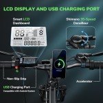 isinwheel M10 Electric Bike for Adults with 500W Motor, 20mph Max Speed, 374.4WH Removable Battery Ebike, 26" Electric Mountain Bike with 7-Speed and Front Suspension (Black)