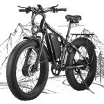 LPQVIATAS Peak 3000W Fat Tire Dual Motor Ebike 52V 23Ah Battery,26" x 4" Electric Mountain Bicycle for Adults Men 38MPH Full Lockbale Suspension Ebike 90 Mile Range Hydraulic Disc Brake（US Warehouse