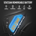 LPQVIATAS Peak 3000W Fat Tire Dual Motor Ebike 52V 23Ah Battery,26" x 4" Electric Mountain Bicycle for Adults Men 38MPH Full Lockbale Suspension Ebike 90 Mile Range Hydraulic Disc Brake（US Warehouse