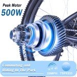 ZNH Electric Mountain Bikes for Adults 26'' 500W Peak Motor Ebikes for Adults with 36V 374.4Wh Removable Battery 70 Miles 20Mph 7 Speed City Commuter Women Electric Bicycle with Front Fork Suspension