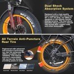 NARRAK Fat Tire Folding Electric Bike 48V 624Wh Lithium Removable Battery Peak 1100W Brushless Motor Max Speed 28Mph M5 Large LCD Display Suspension Step-Over Frame for Adults (S127-Bk/Or)