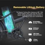 NARRAK Fat Tire Folding Electric Bike 48V 624Wh Lithium Removable Battery Peak 1100W Brushless Motor Max Speed 28Mph M5 Large LCD Display Suspension Step-Over Frame for Adults (S127-Bk/Or)